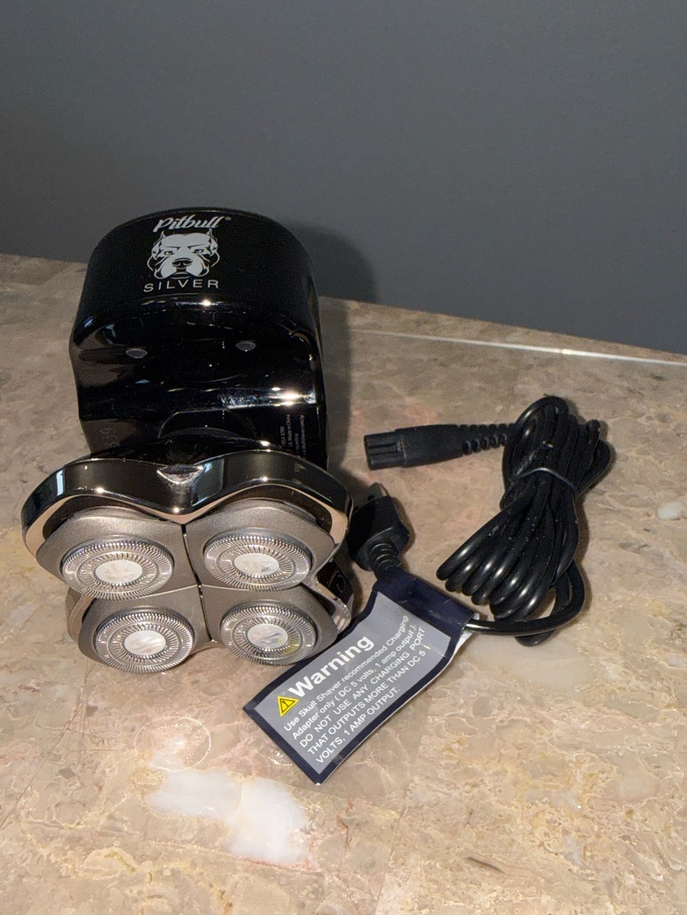 Skull Shaver Pitbull Silver PRO Men’s 4-Head Rotary Shaver Cordless Wet/Dry - Picture 4 of 7